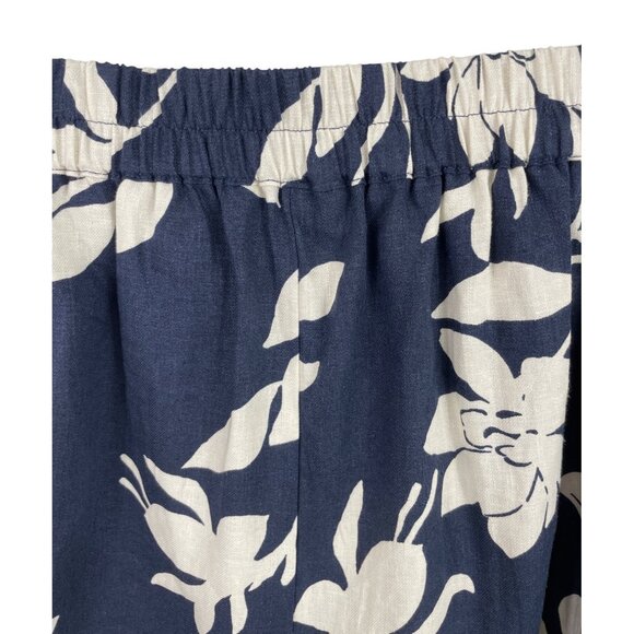 Ophelia Roe Womens XL Navy & White Floral Printed Shorts Pull On Linen Blend - Picture 6 of 11